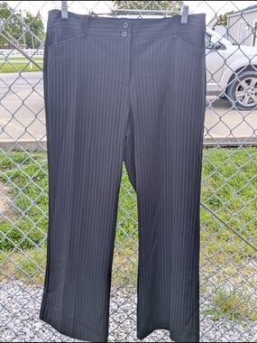 Studio 1940 Black Pinstripe Wide Leg Pants Woman's Plus Size 16W